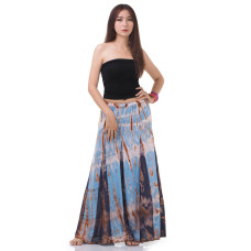 Long Batik Tie Dye Skirt Bohemian Style Light blue - Dark blue K205